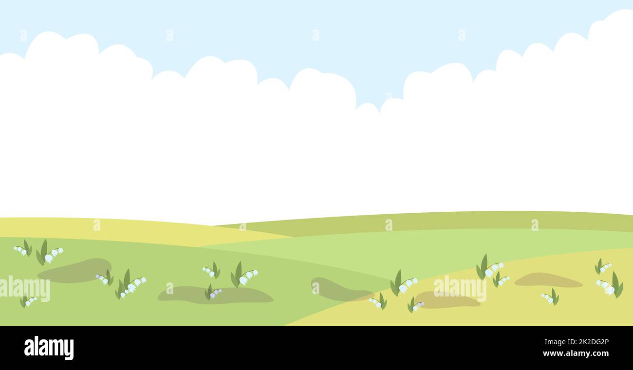 Panoramablick auf helle grüne Gartenlandschaft im Sommer - Vektor Stockfoto