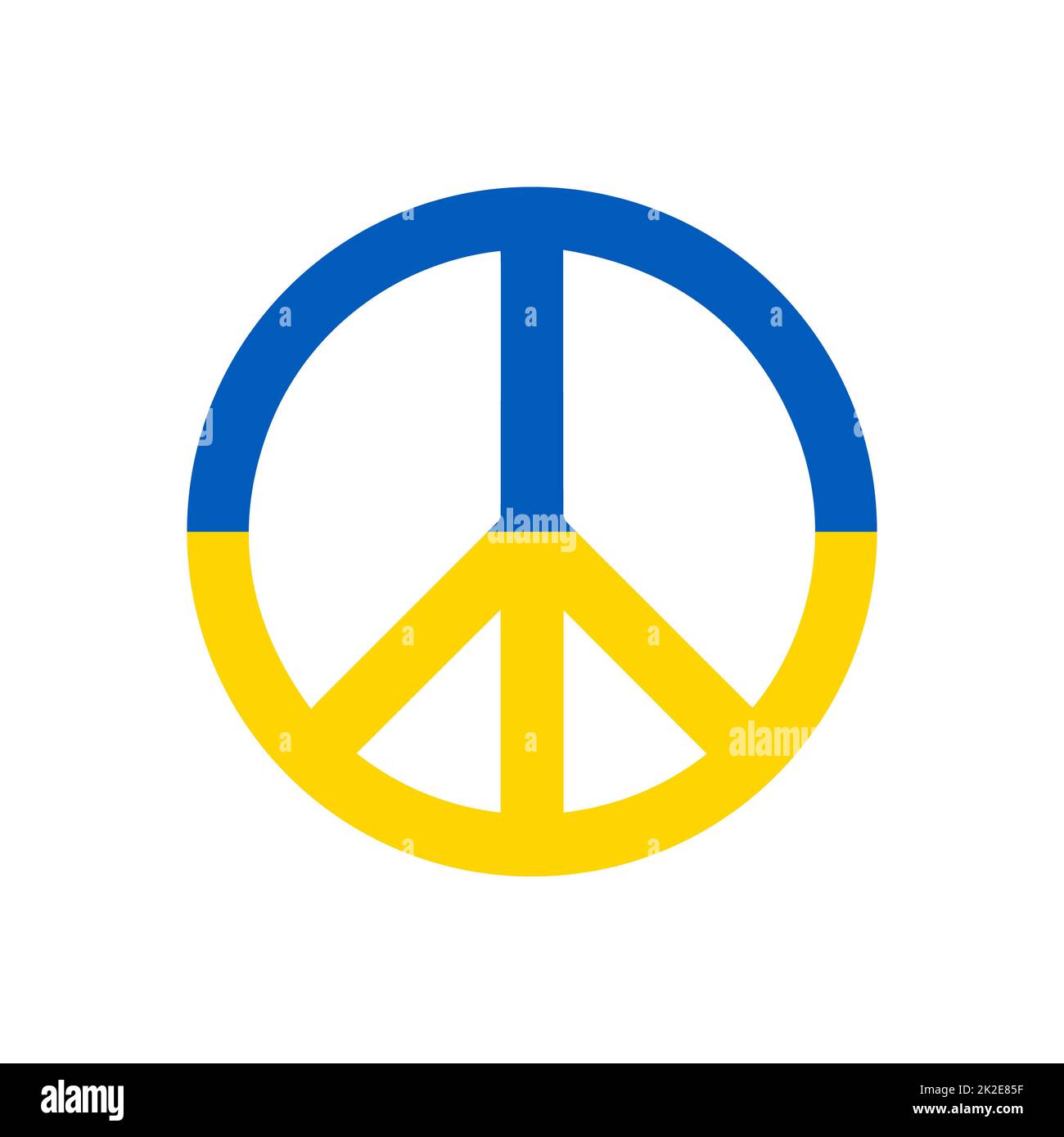 Ukrainisches Friedenssymbol - Aufenthalt in der Ukraine. Ukrainisches Vektorposter. Konzept der ukrainischen und russischen Militärkrise, Konflikt zwischen der Ukraine und Russland. Unterstützen, beten und helfen Sie der Ukraine während des Krieges. Stockfoto