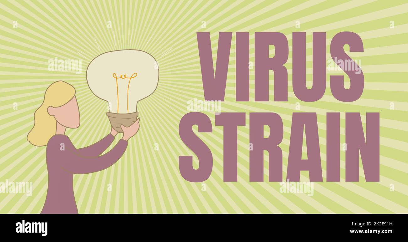 Text mit Inspiration Virus Strain. Business Showcase Virus Strain Lady Standing Drawing Halten Light Up Neue Ideen vorführen. Stockfoto