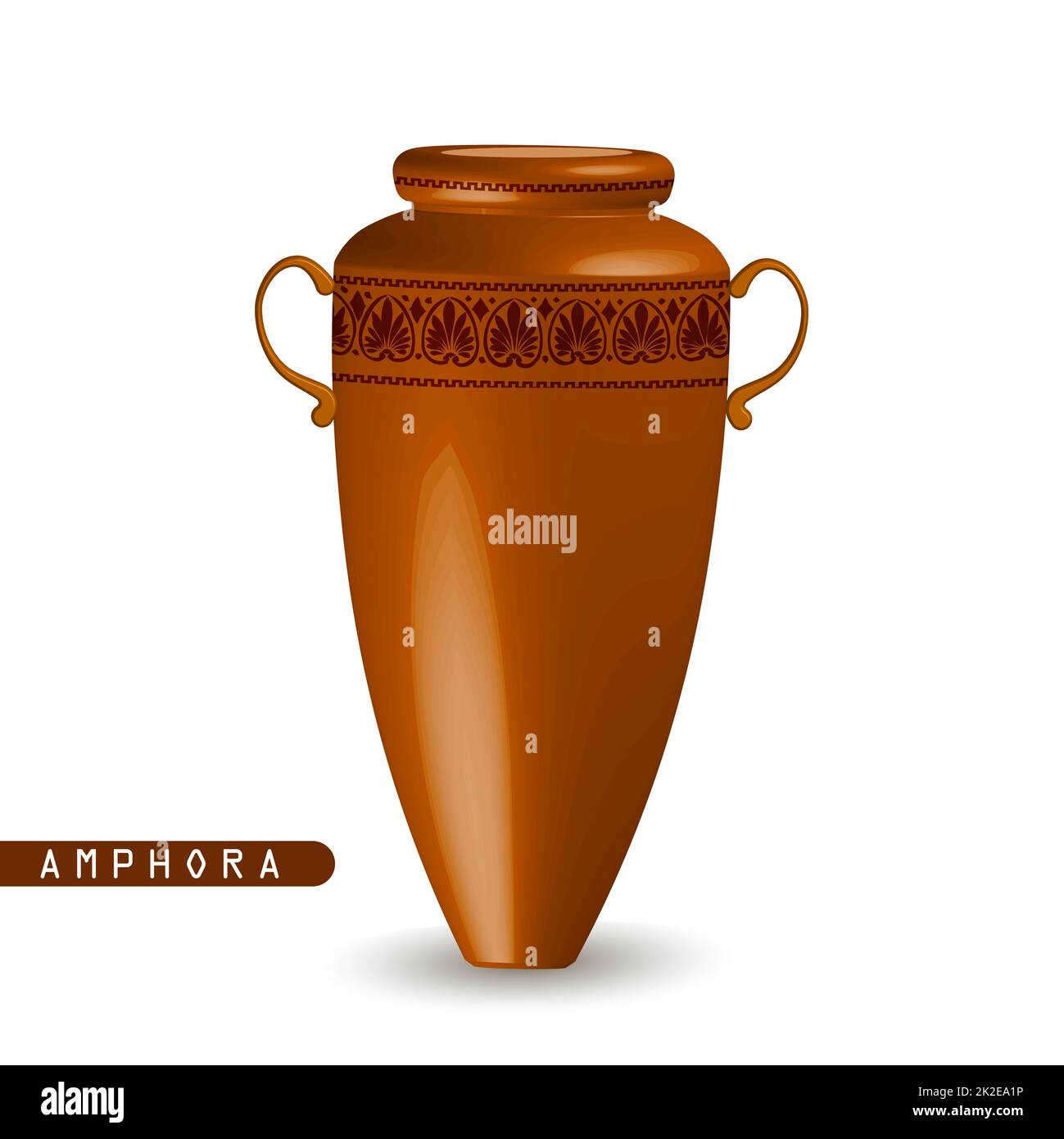 Griechische Amphora isoliert auf weißem Hintergrund. Archäologie. Vektordarstellung Stockfoto