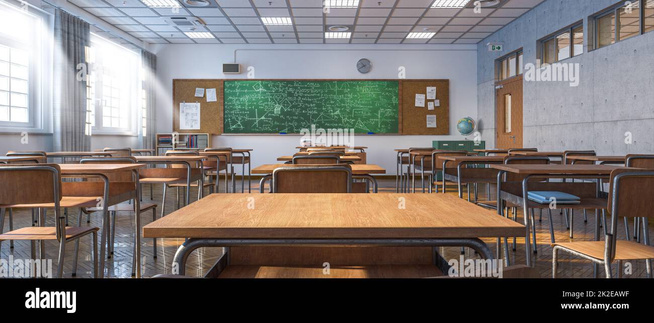 Das Interieur eines traditionellen Klassenzimmers. Stockfoto