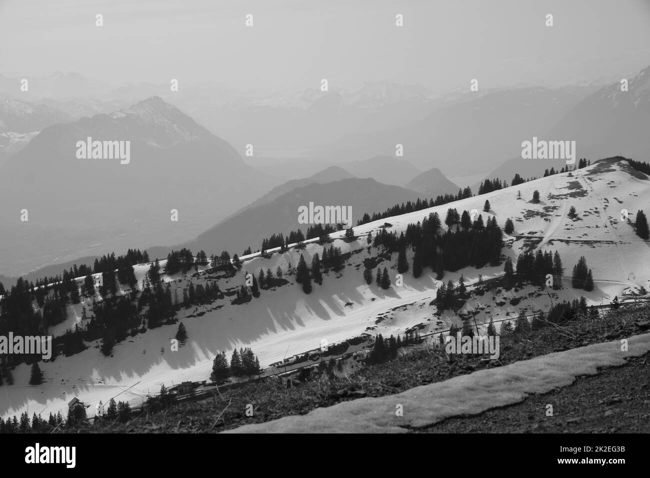 Winterszene von Rigi Kulm aus gesehen Stockfoto