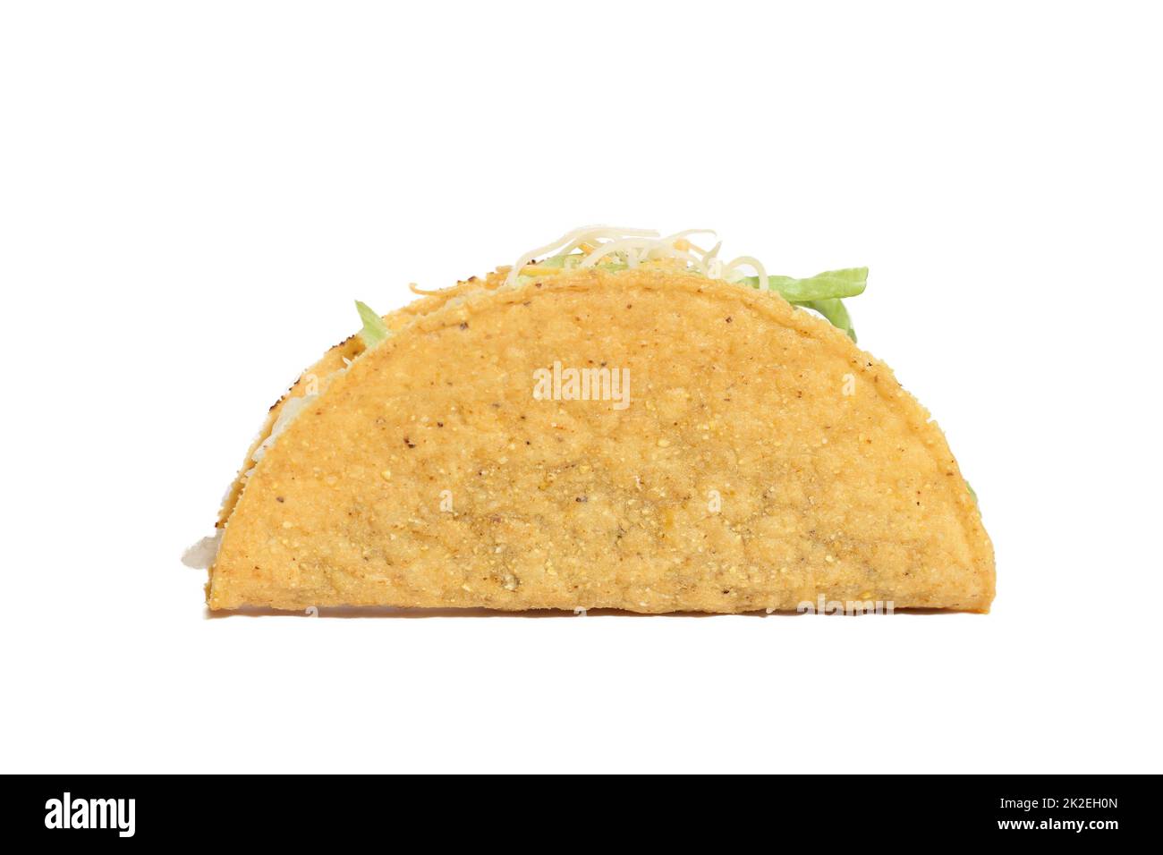 Knuspriger Taco mit Fleisch, isoliert auf weißem Hintergrund Stockfoto