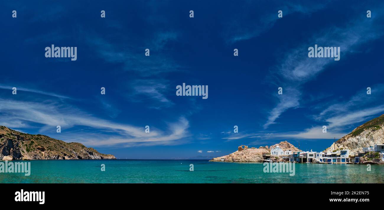 Der Strand von Firapotamos in Milos, Griechenland Stockfoto