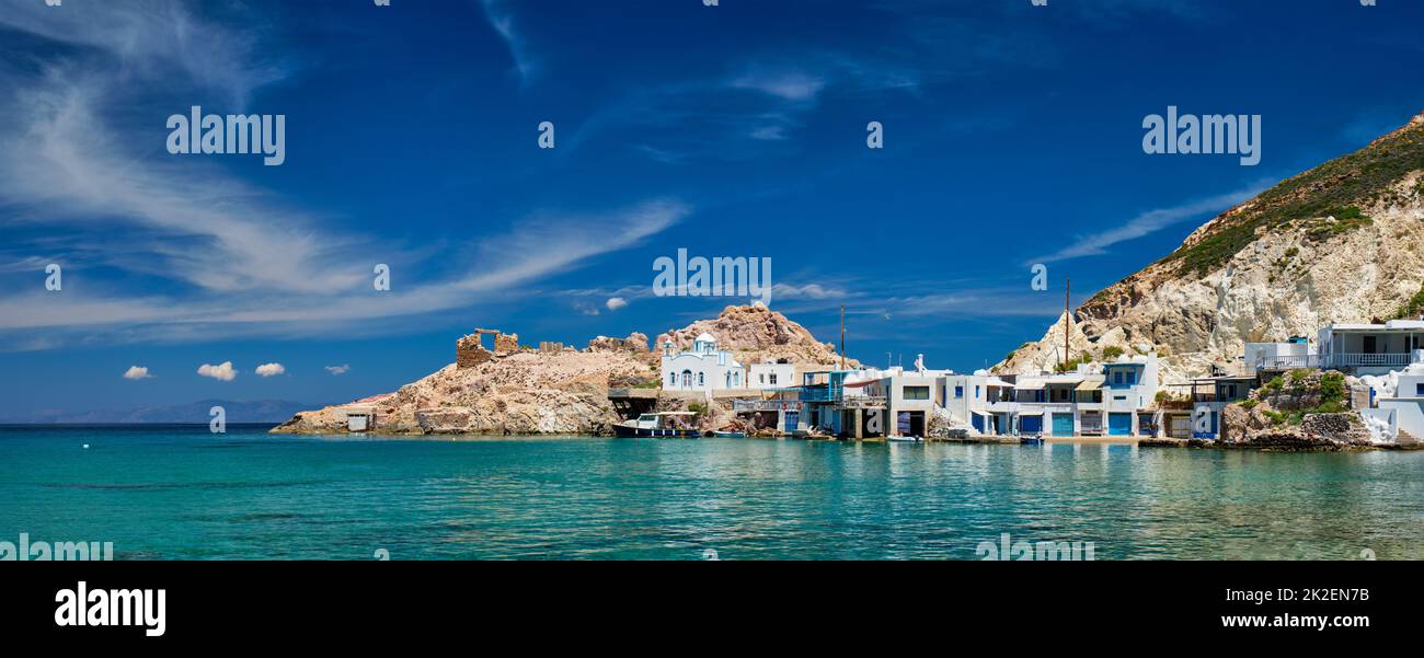 Der Strand von Firapotamos in Milos, Griechenland Stockfoto