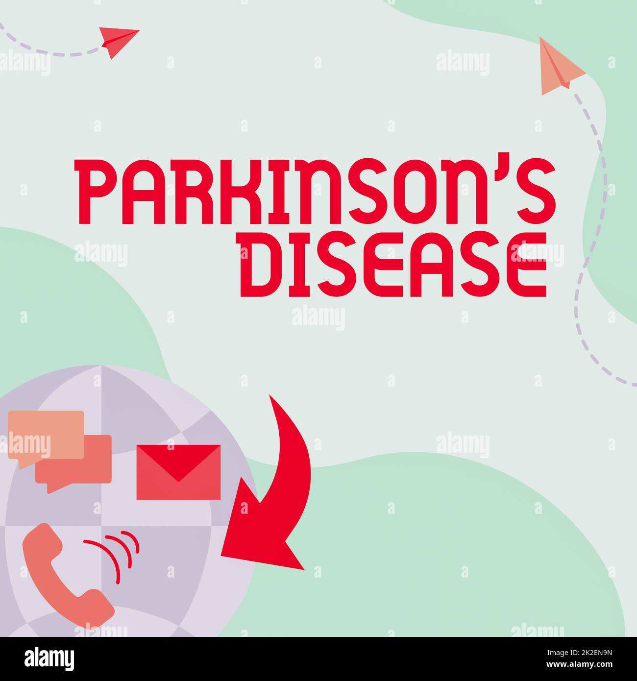 Textunterschrift mit Parkinson-Krankheit. Geschäftsidee Störung des Nervensystems, die Bewegungen beeinflusst Internet-Netzwerk-Zeichnung mit bunten Nachrichten S.. Stockfoto