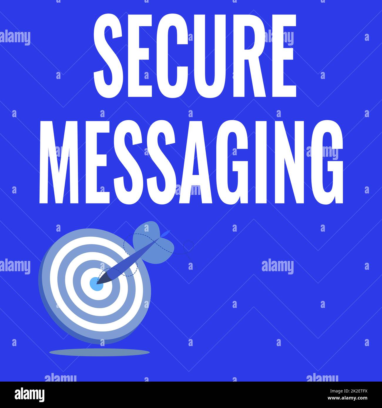 Textzeichen mit Secure Messaging. Wort für Schutz kritischer Daten, wenn sie über die Unternehmensgrenze hinaus gesendet werden. Presentation Message Hitting Target Konzept, Abstract Ankündigung des Ziels Stockfoto