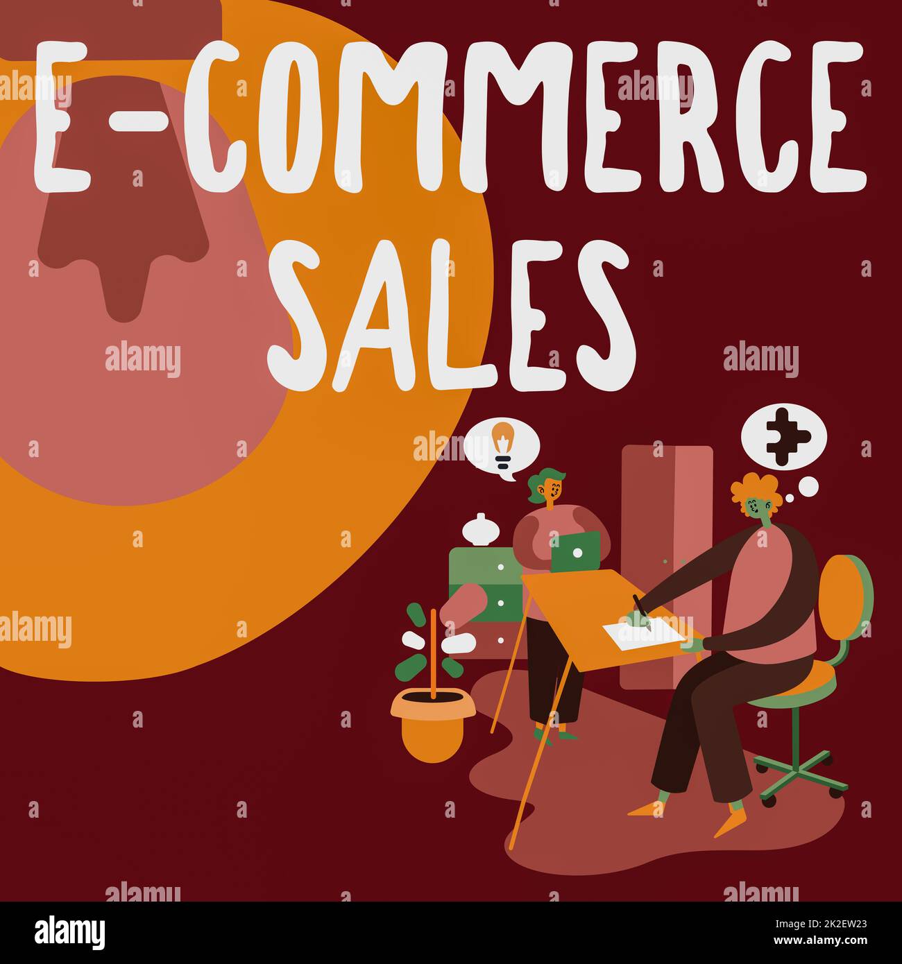 Text für E-Commerce-Vertrieb wird geschrieben. Geschäftsüberblick Aktivitäten zum Kauf oder Verkauf von Produkten im Online-Service Partner teilen neue Ideen für Arbeitsstrategien zur Verbesserung von Fähigkeiten. Stockfoto
