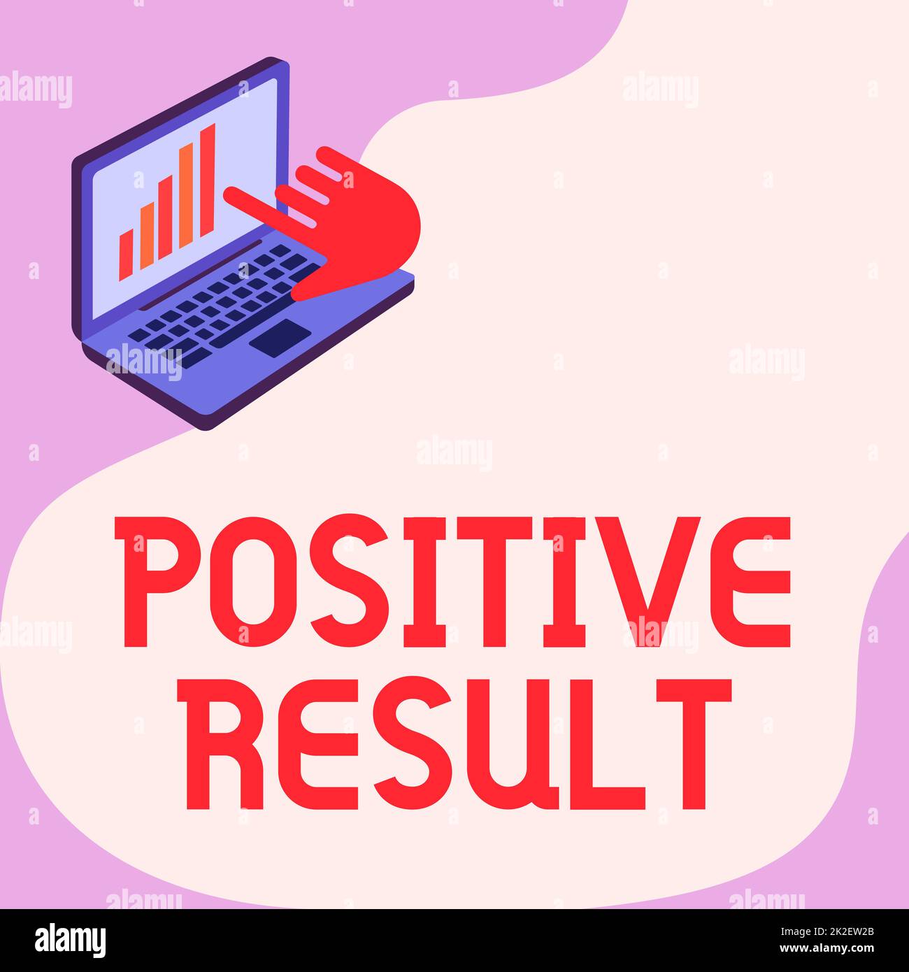 Begrifflicher Titel positives Ergebnis. Das Internet-Konzept zeigt, dass eine Person die Krankheit, den Zustand oder den Biomarker Laptop Drawing Showing Graph Growth Hand Pointing Screen hat. Stockfoto