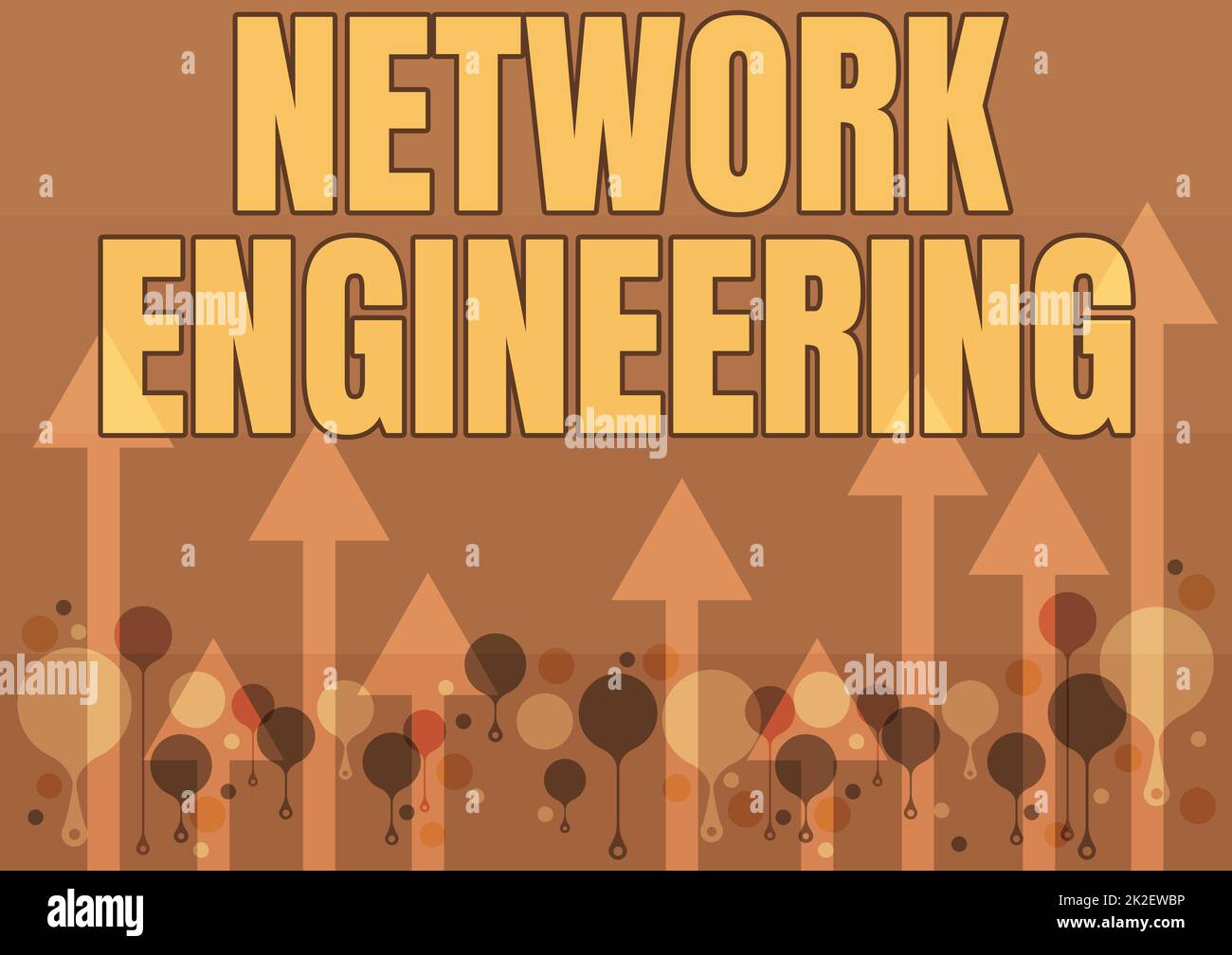 Konzeptionelle Überschrift Network Engineering. Wort für Feld betrifft die Anforderungen an den Internetdienst Illustration Eines langen Pfeils, der sanft zum Himmel schwebt Stockfoto