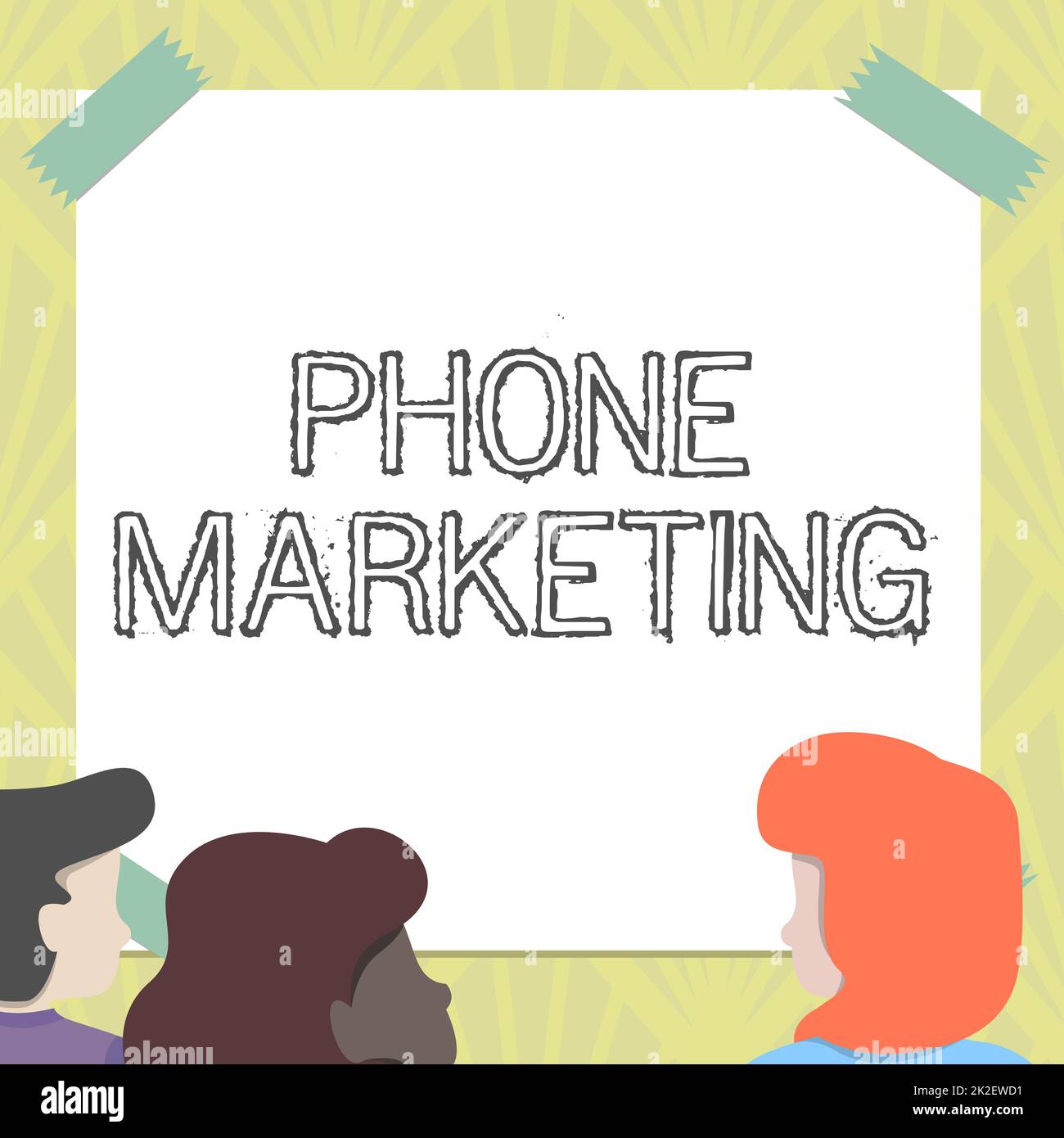 Handschriftlicher Text Telefonmarketing. Unternehmen präsentieren Kunst der Werbung für Produkte und Dienstleistungen über mobile Geräte Teammitglieder, die sich Whiteboard-Brainstorming zu neuen Lösungen ansehen Stockfoto