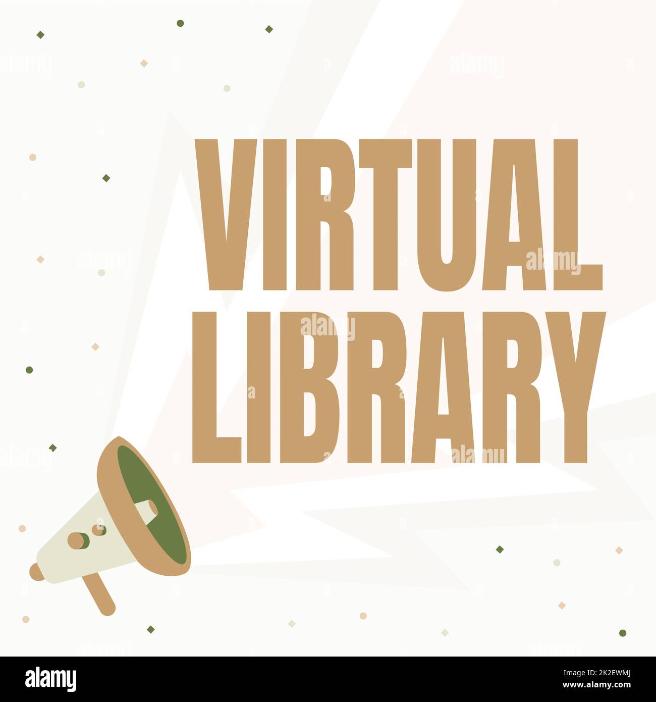 Textschild mit der Anzeige der virtuellen Bibliothek. Geschäftsidee Virtuelle Bibliothek Megaphone-Zeichnung mit Blitzwellengeräusch, der laute Ankündigung macht. Stockfoto