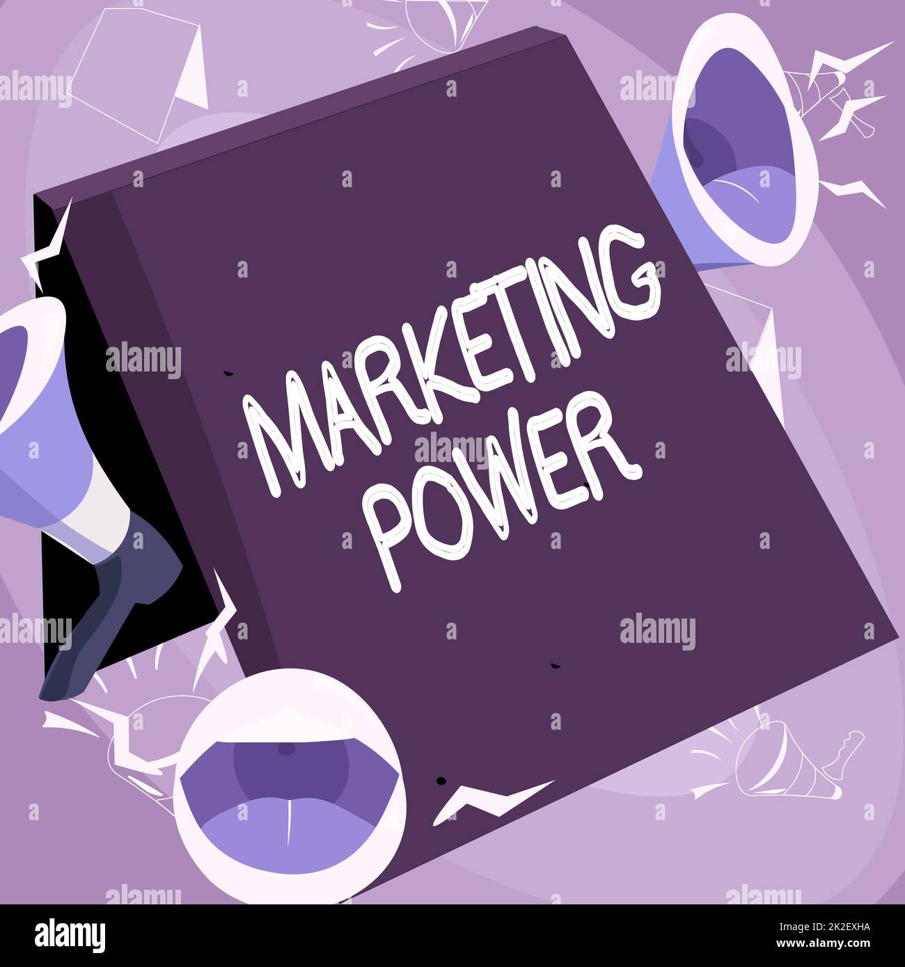 Text, der Inspiration Marketing Power zeigt. Ein Wort für die Fähigkeit einer Firma, den Marktpreis profitabel zu erhöhen, Megafone, die der Öffentlichkeit neue Ankündigungen machen. Stockfoto