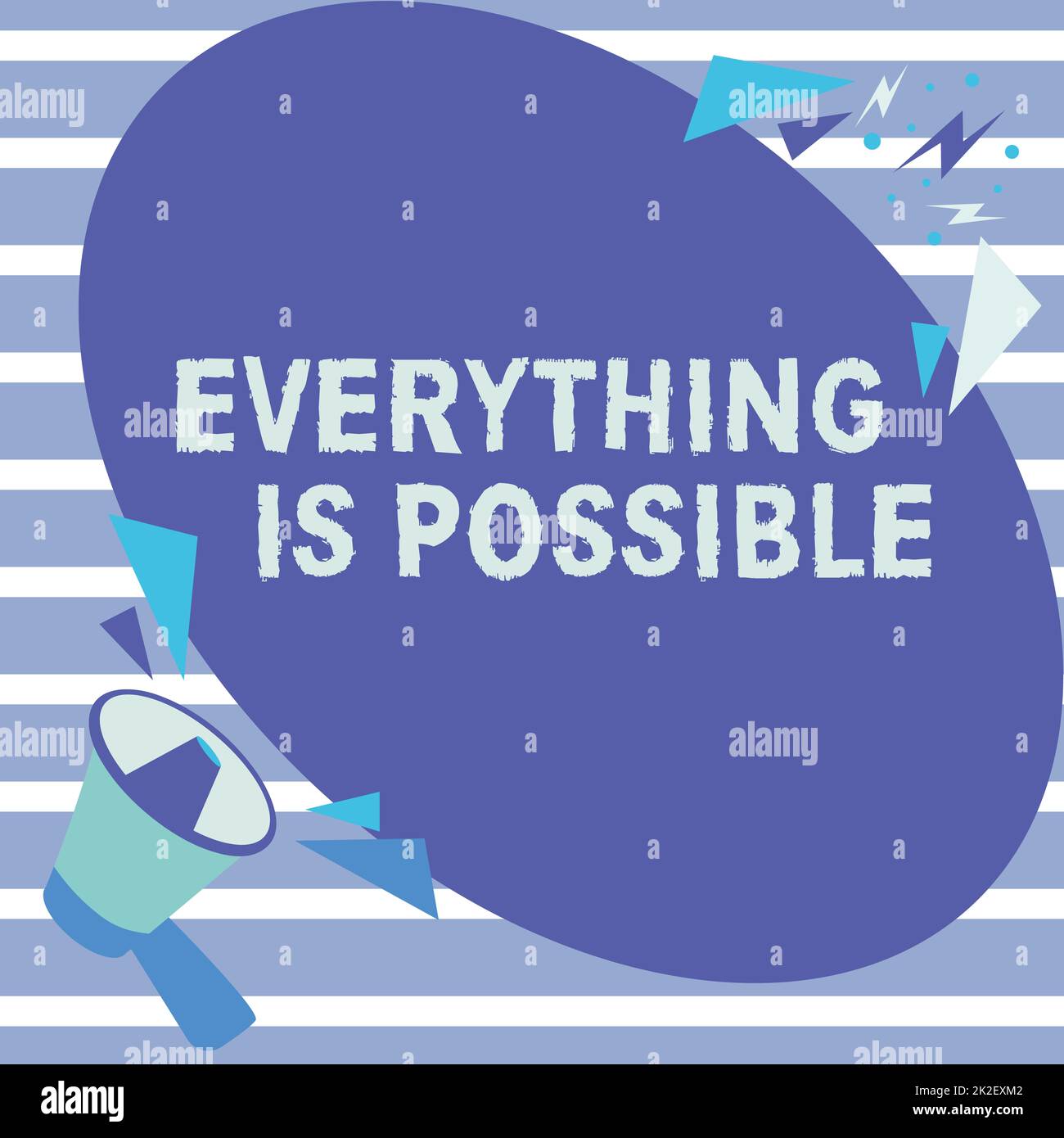 Text, der Inspiration zeigt alles ist möglich. Konzept, das bedeutet, dass jedes Ergebnis eintreten könnte alles passieren kann Megaphone Drawing mit Chat Cloud sprechen Ankündigung machen. Stockfoto