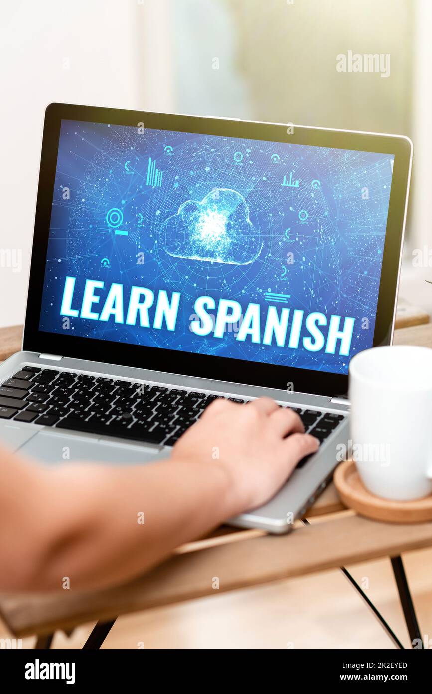 Konzeptionelle Darstellung Spanisch lernen. Wort geschrieben, um das Schreiben und Sprechen der Landessprache Spaniens zu trainieren Stockfoto