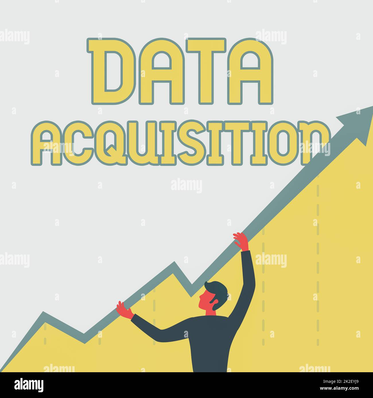Textunterschrift zur Darstellung der Datenerfassung. Business Idea Weg, Statistiken zu erhalten, die digital manövriert werden können man Drawing Holding Graph Arrow zeigt das Geschäftswachstum. Stockfoto