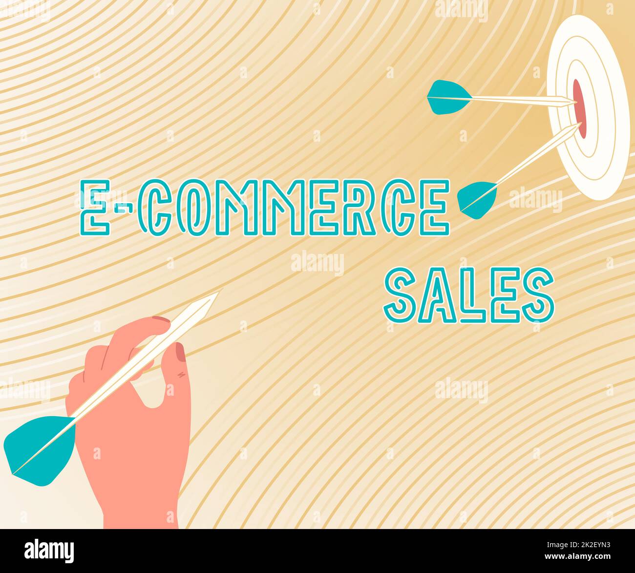 Textüberschrift für E-Commerce-Verkäufe. Geschäftsansatz Aktivität des Kaufs oder Verkaufs von Produkten im Online-Service Präsentation des Message-Hitting-Zielkonzepts, abstraktes Ankündigungsziel. Stockfoto