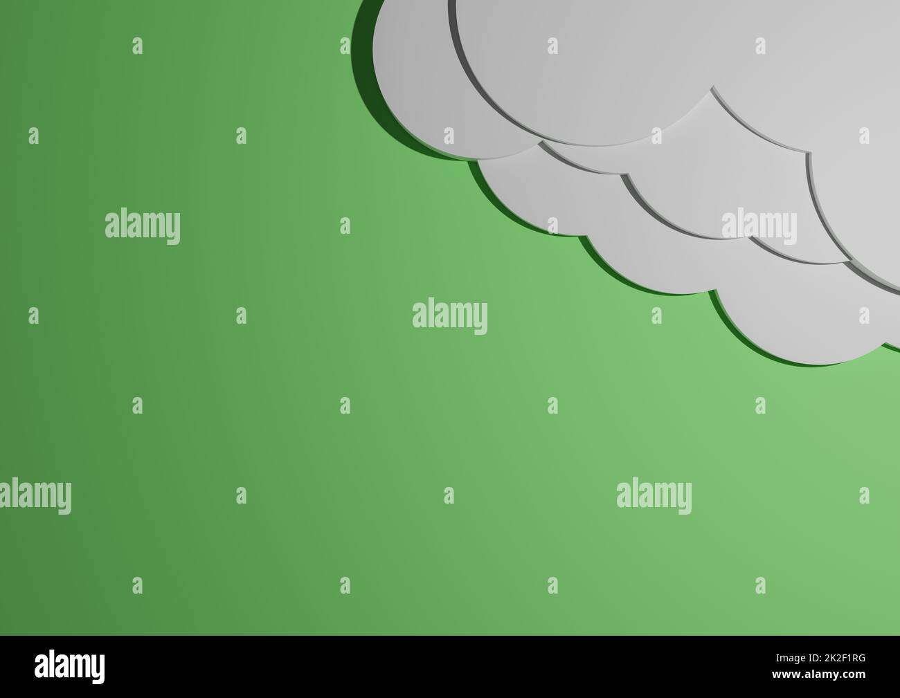 Einfaches, minimales 3D-Rendern im Flachformat für die Produktdarstellung oder Hintergrund für die Präsentation oder Hintergrundbild mit Kopierbereich für Text mit geometrischem Wolkenlicht und Pastellgrün Stockfoto