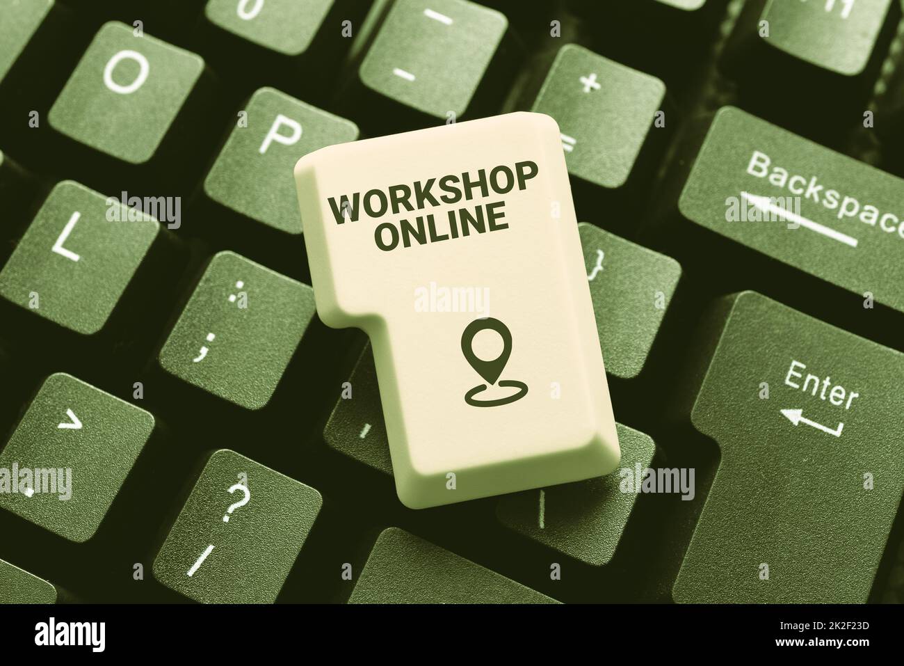 Konzeptionelle Darstellung Workshop Online. Wort geschrieben auf Workshop Online Erstellen von Dateneintrags- und Tippjobs, Posten auf Online Selling Website Stockfoto