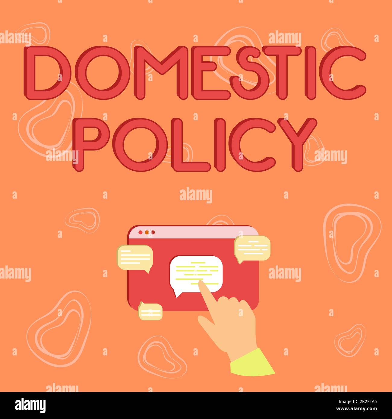 Konzeptausstellung Hausordnung. Unternehmensansatz Maßnahmen einer nationalen Regierung zur Problemlösung Hand-Showing Wachstumsgrafik zeigt Webbrowser-Bildschirm an. Stockfoto