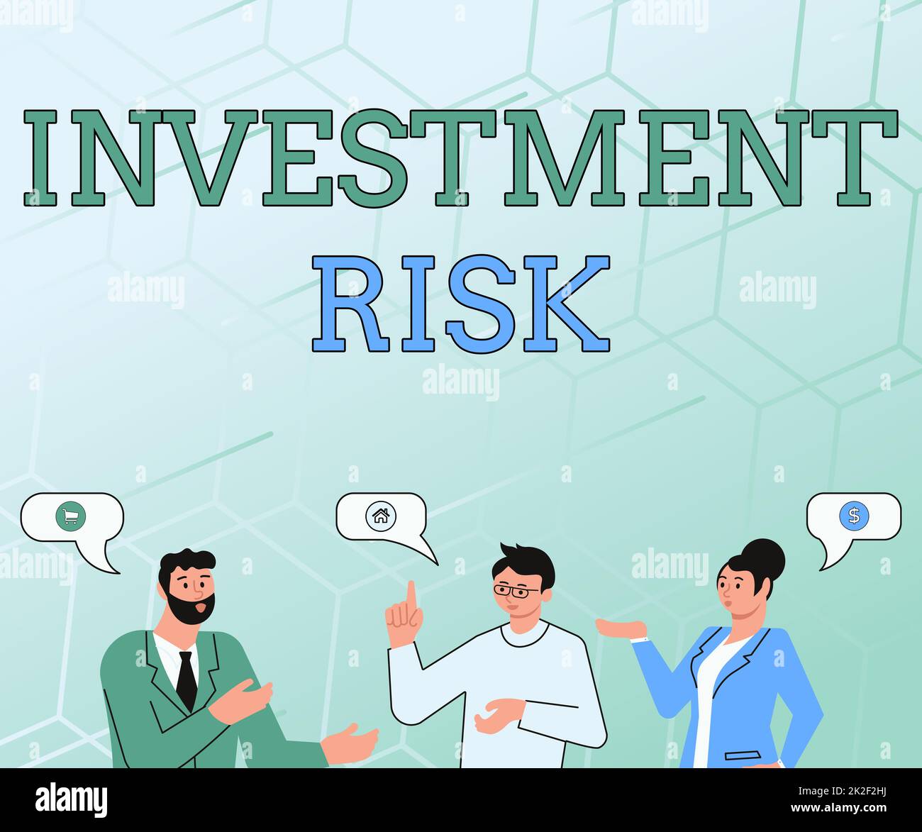 Text, der das Investitionsrisiko bei Inspiration zeigt. Geschäftsidee potenzieller finanzieller Verlust in Verbindung mit einer Investitionsentscheidung Partner chatten und entwickeln neue wunderbare Ideen zur Verbesserung der Fähigkeiten. Stockfoto