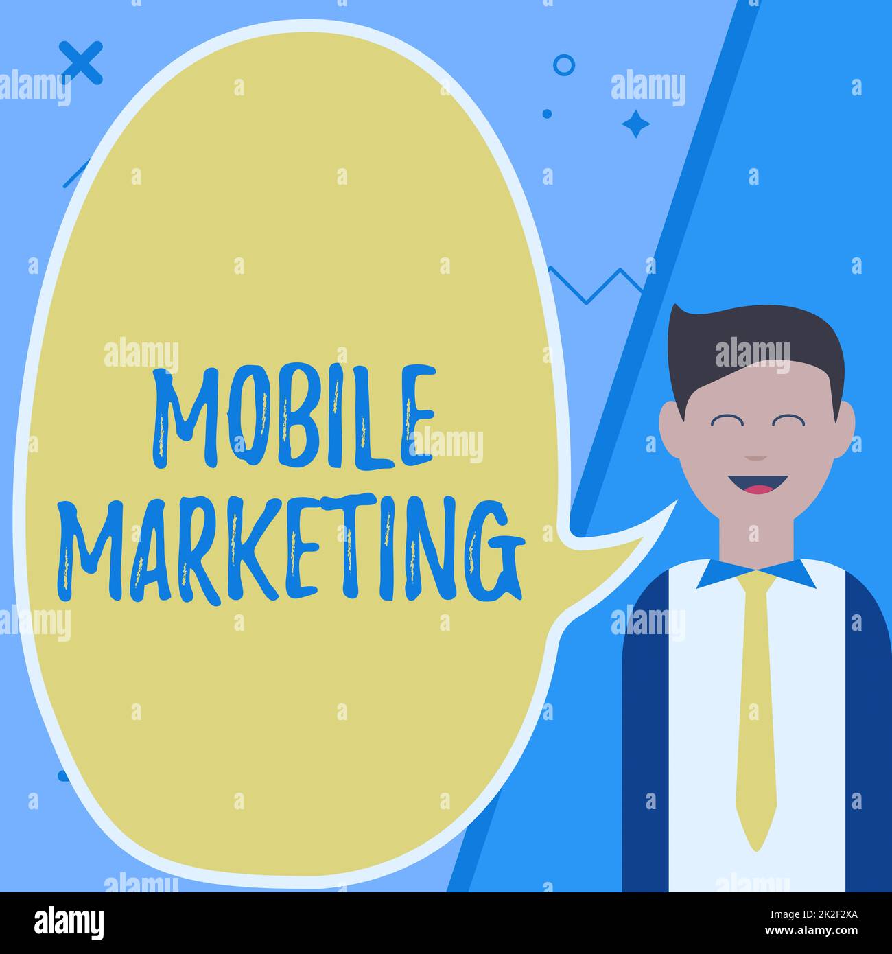 Konzeptionelle Darstellung Mobile Marketing. Die Technik des Geschäftskonzepts zielte darauf ab, die Zielgruppe auf ihrem Smart-Gerät zu erreichen. Illustration: Geschäftsmann präsentiert Ideen in der leeren Chat Cloud. Stockfoto Konzeptionelle Darstellung Mobile Marketing. Die Technik des Geschäftskonzepts zielte darauf ab, die Zielgruppe auf ihrem Smart-Gerät zu erreichen. Illustration: Geschäftsmann präsentiert Ideen in der leeren Chat Cloud. Stockfoto