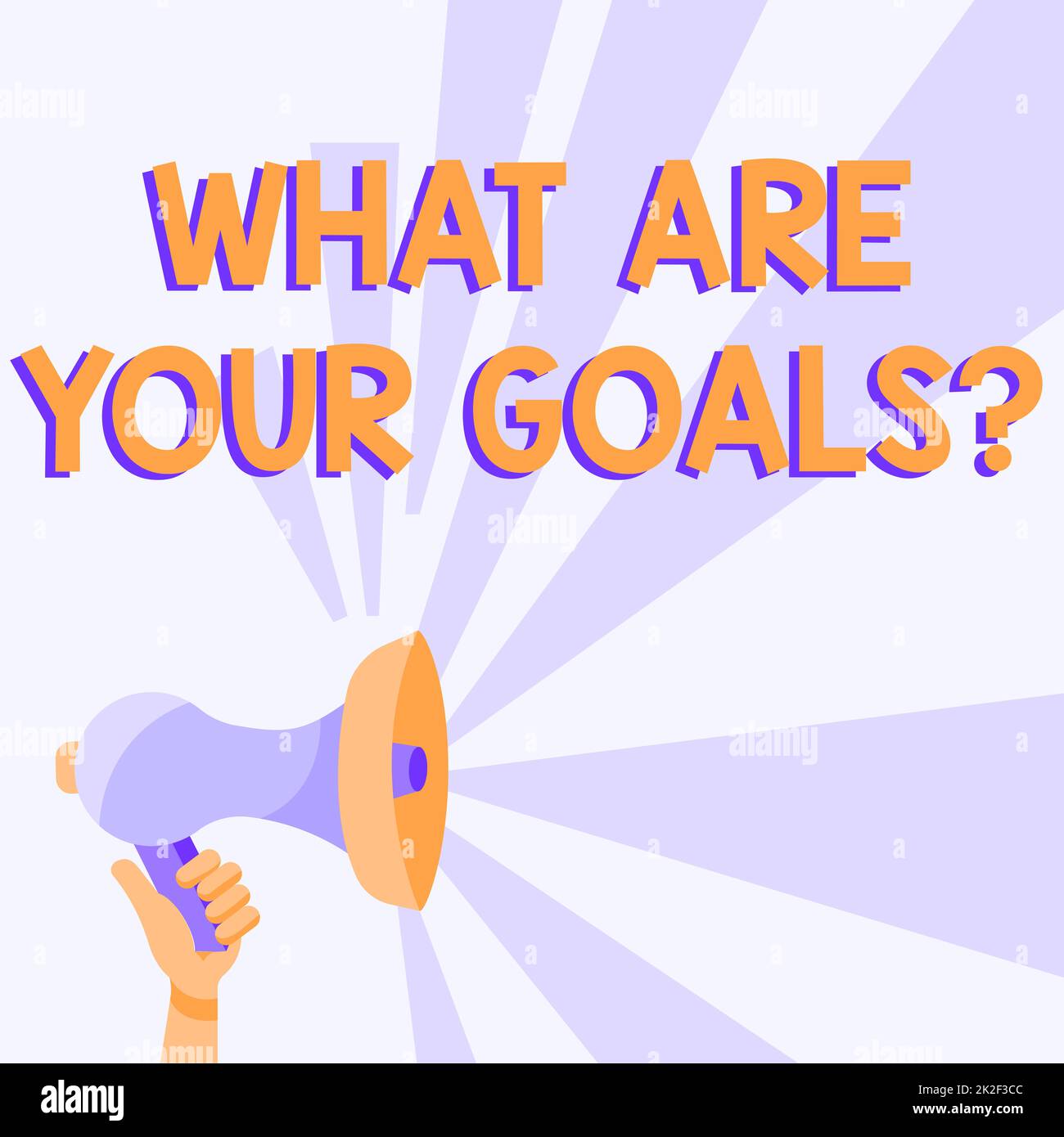 Handschriftliches Schild „Was sind Ihre Ziele?“ Frage. Geschäftskonzept Was sind Ihre Ziele Frage Megafone-Zeichnung Produktion Beleuchtung Ankündigung. Stockfoto