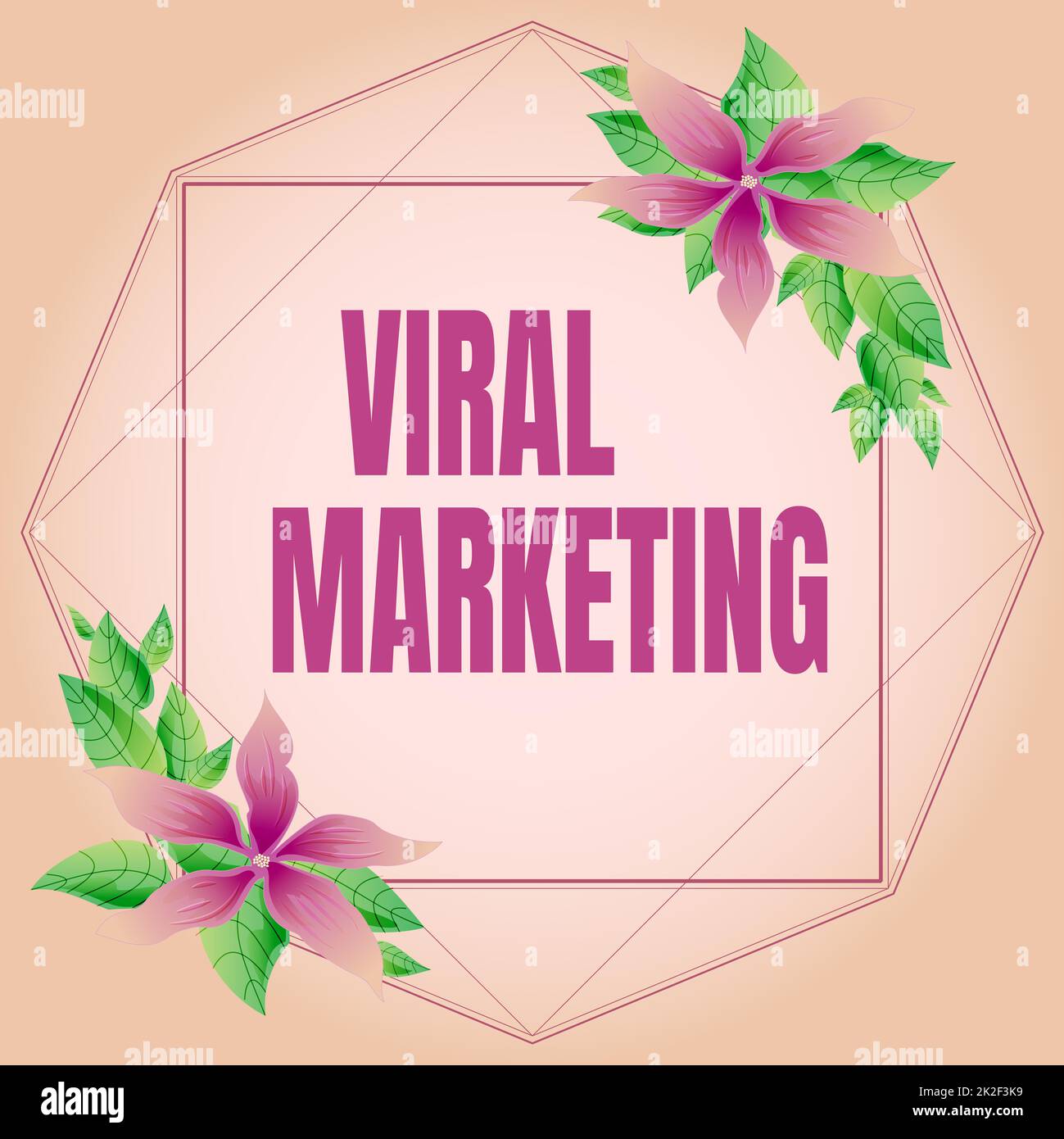 Konzeptionelle Darstellung virales Marketing. Wort für viralen Marketing-Rahmen mit bunten Blumen und Blätter harmonisch angeordnet dekoriert. Stockfoto