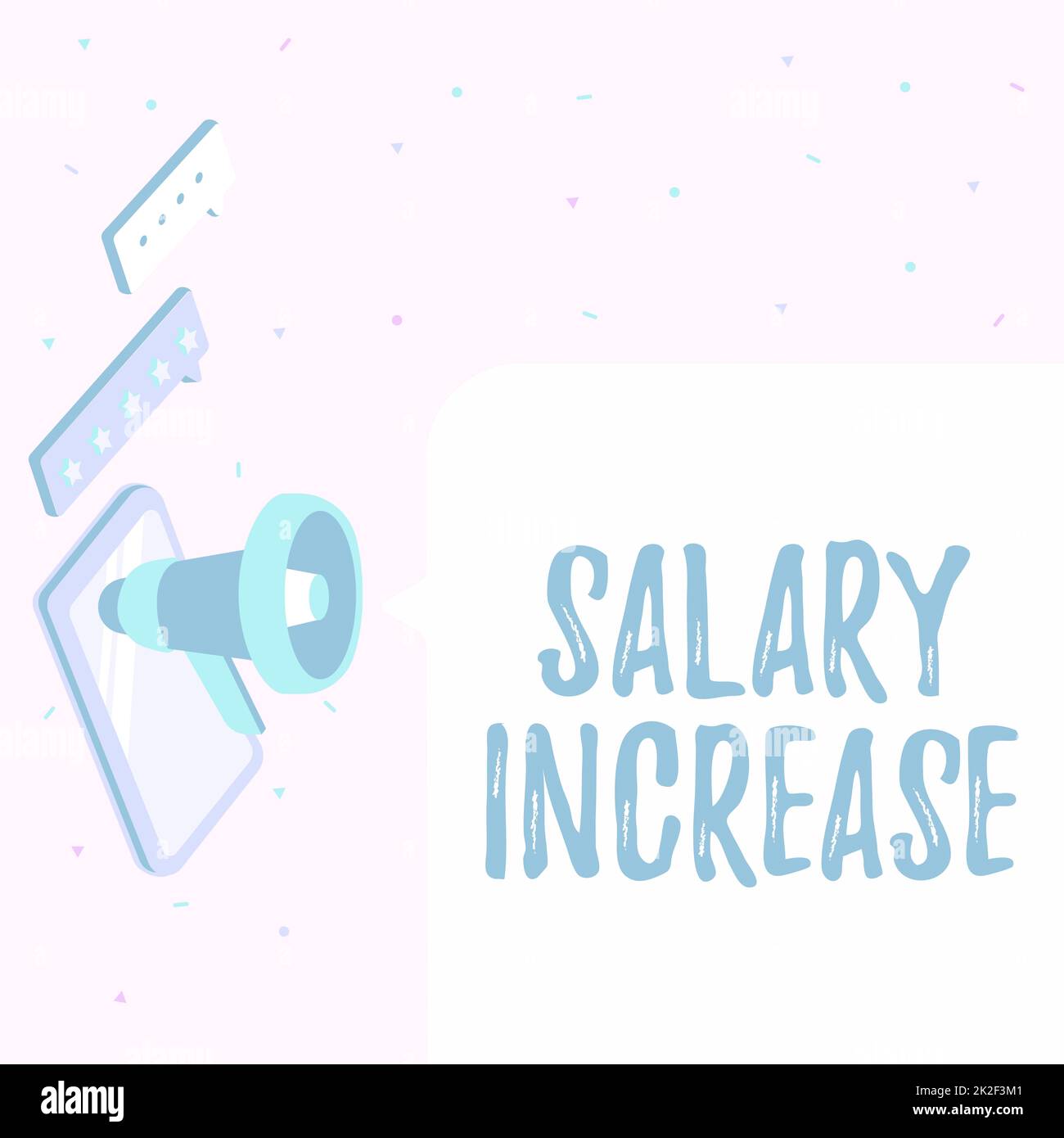 Gehaltserhöhung für handgeschriebenen Text. Internetkonzept eine Erhöhung des Gehalts oder der Bezahlung eines Mitarbeiters Tablet Drawing mit Megaphone macht eine neue Ankündigung für Ein Chat-Box. Stockfoto