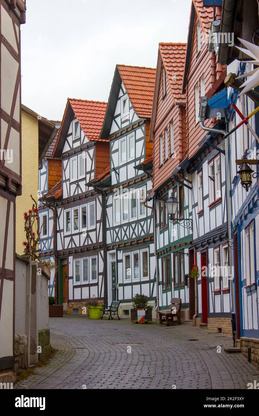 Malerische Häuser in Bad Sooden-Allendorf im Werra-Tal in Deutschland Stockfoto