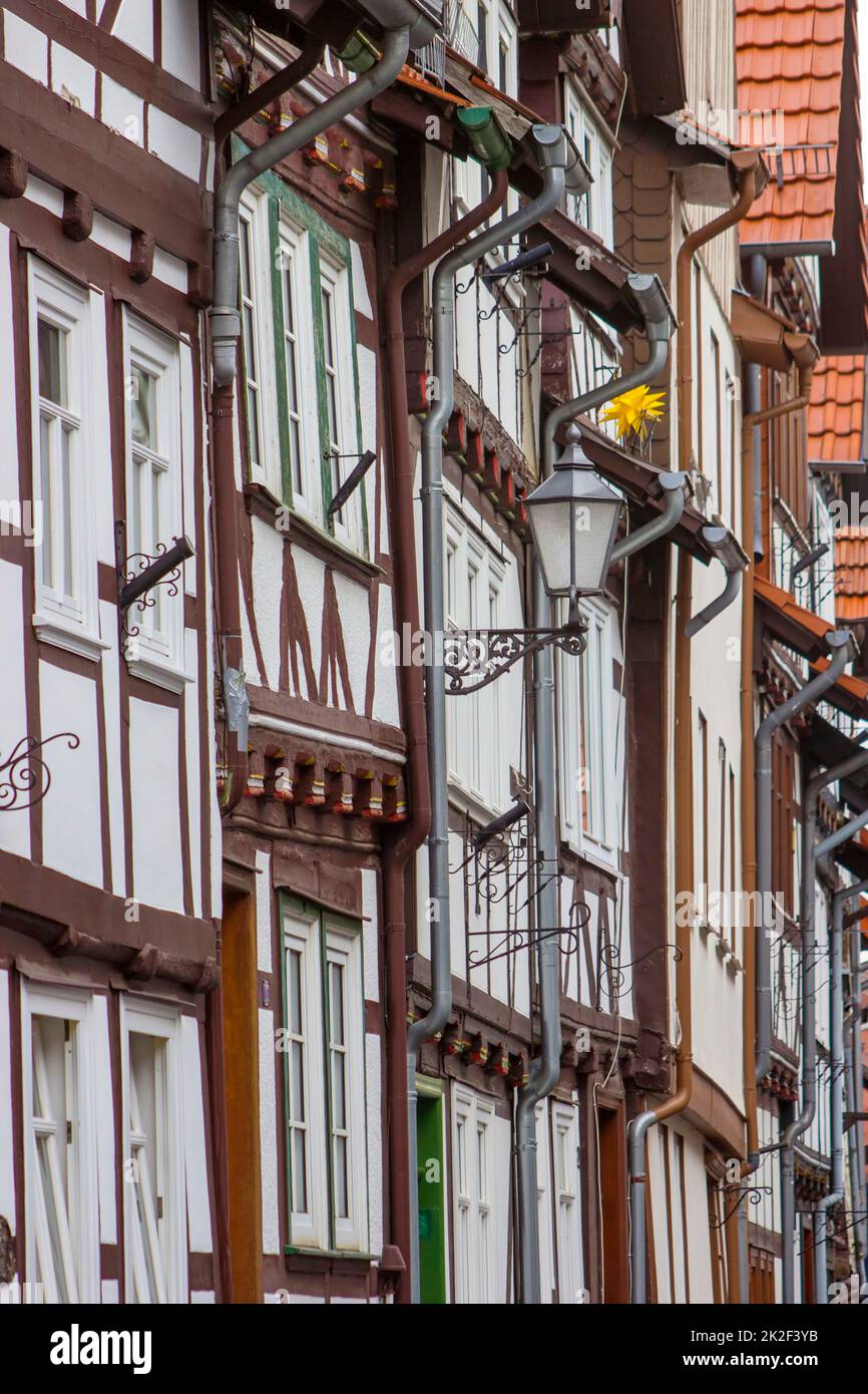 Malerische Häuser in Bad Sooden-Allendorf im Werra-Tal in Deutschland Stockfoto