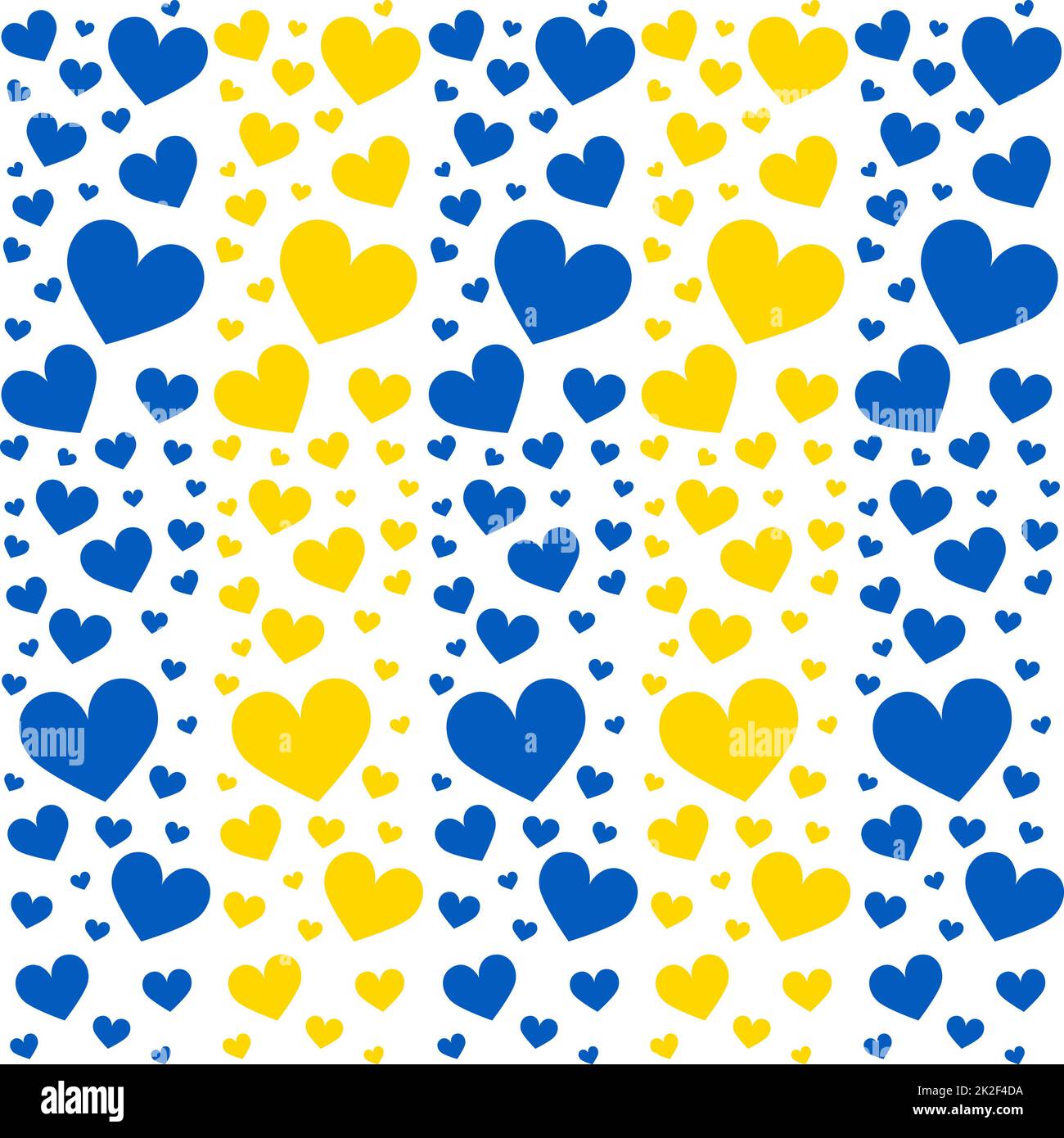 Viele Herzen in den Farben der ukrainischen Flagge - Vektor Stockfoto