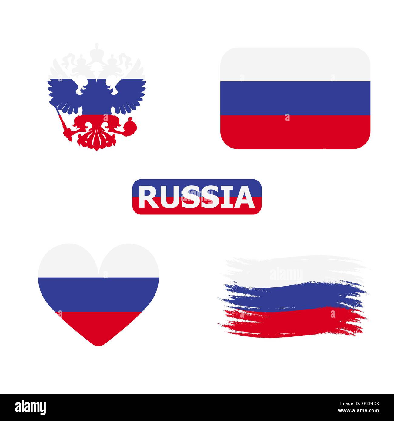 Satz von Staatssymbolen Russlands auf weißem Hintergrund - Vektor Stockfoto