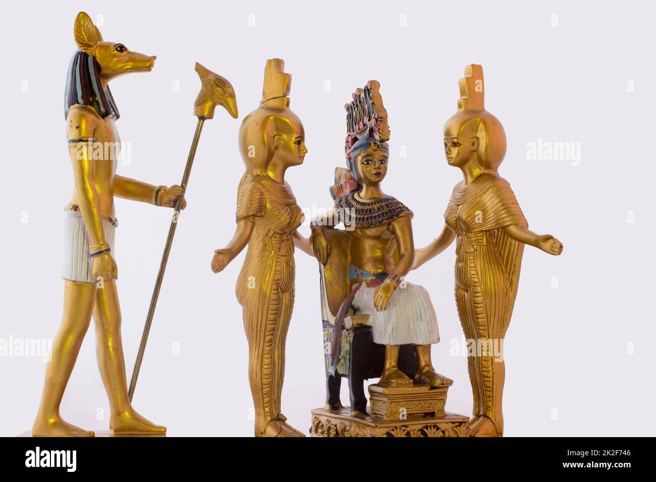 Stille Leben mit ägyptischen Figuren pharao, anubis Stockfoto