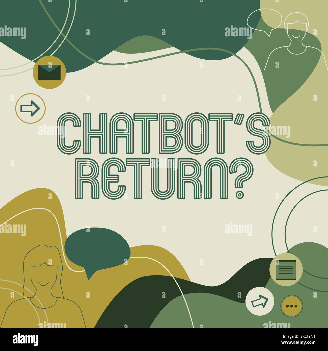 Das Schreiben der Anzeige von Text-Chatbot s ist eine Rückgabefrage. Konzept bedeutet Programm, das kommuniziert, verwenden Textschnittstelle und AI-Illustration, die in der Chat Cloud Nachrichten austauschen. Stockfoto