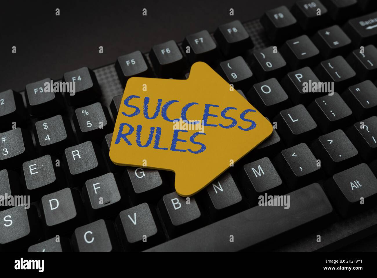 Textbeschriftung mit Erfolgsregeln. Konzeptfoto, das alle Ziele erreicht, die Sie sich gesetzt haben. Geben Sie New Edition of Information eBook ein, und erstellen Sie neue Website-Inhalte Stockfoto