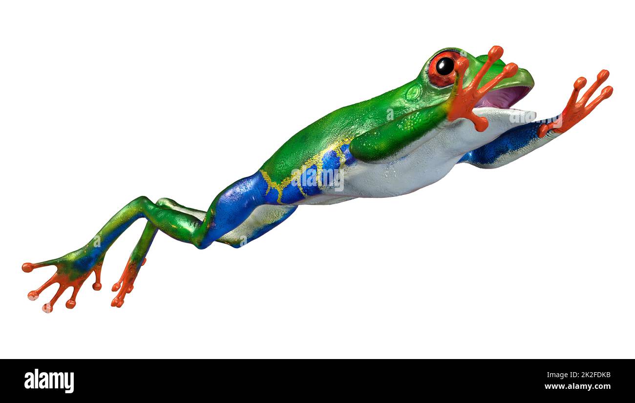 3D Amazon Tree Frog auf Weiß Stockfoto