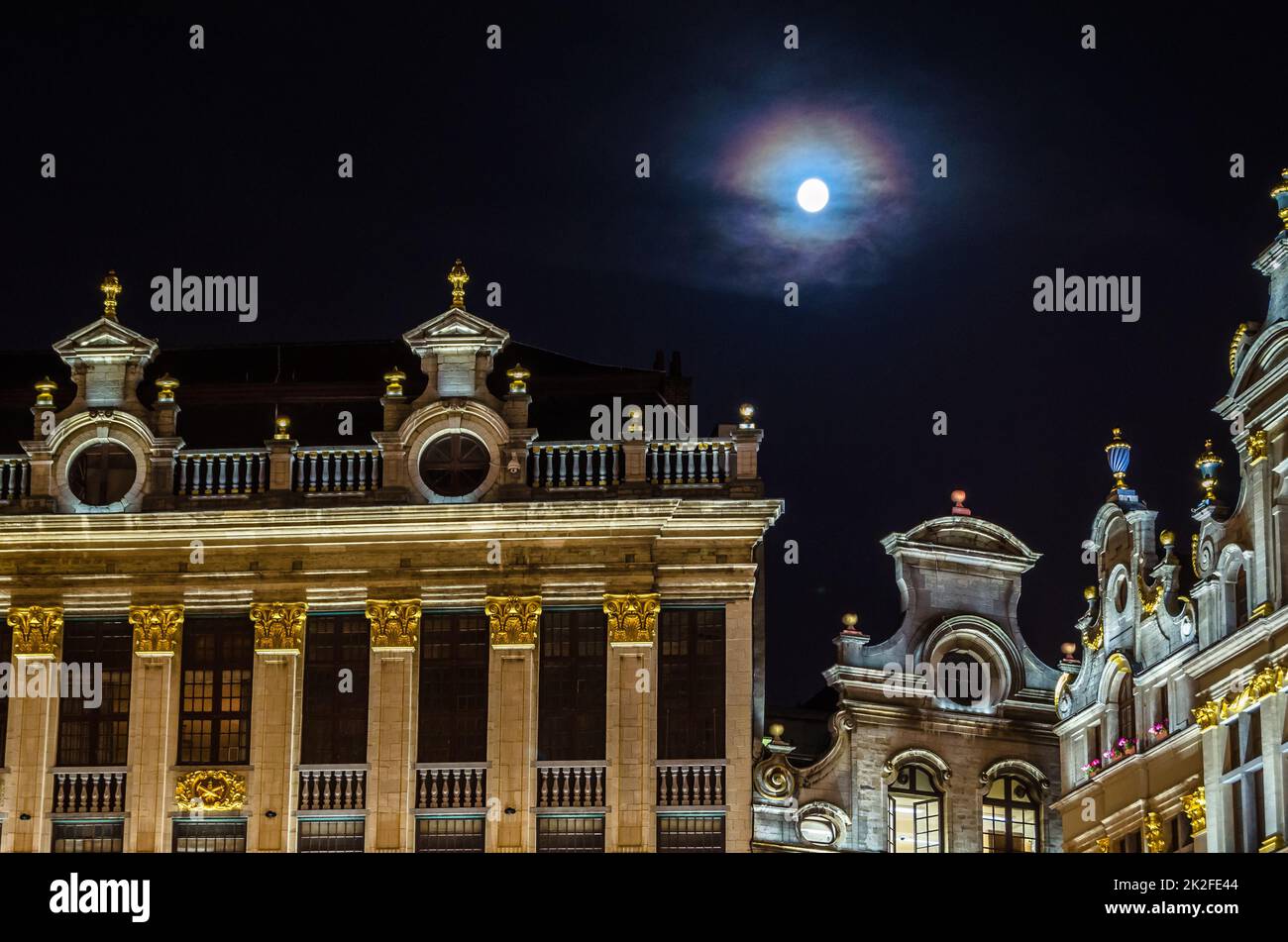 Wunderschöner Grand Place in Brüssel, Belgien, Nachtblick Stockfoto
