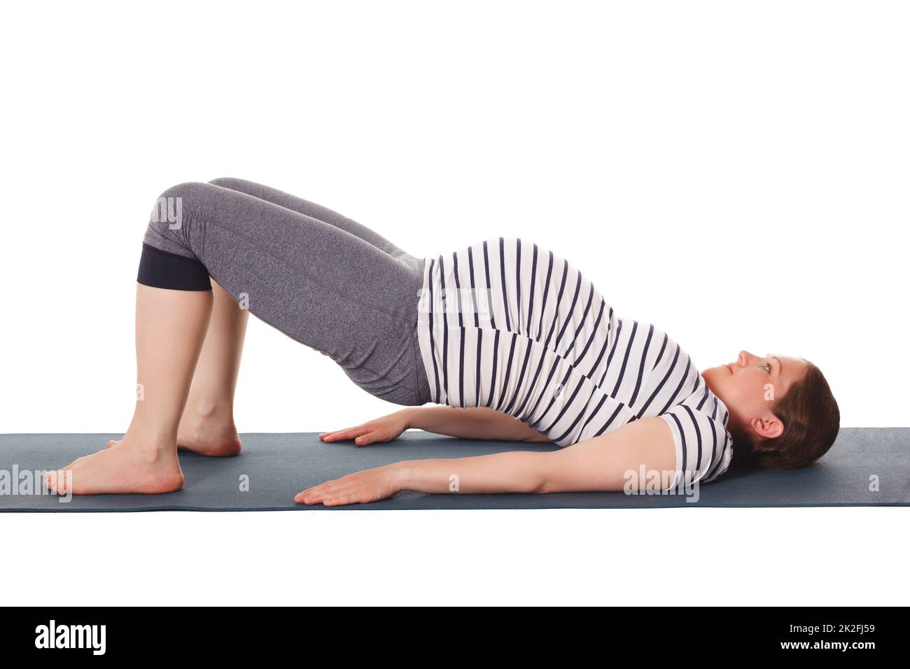 Schwanger Frau tun Yoga Asana Purvottanasana Stockfoto