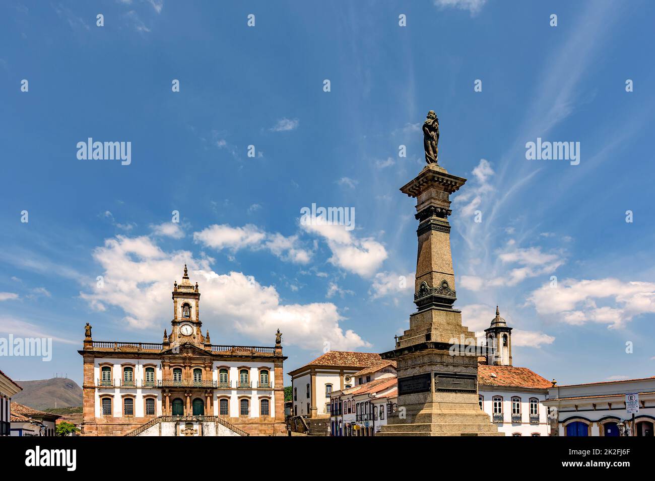 Zentraler Platz in der historischen Stadt Ouro Preto in Minas Gerais Stockfoto