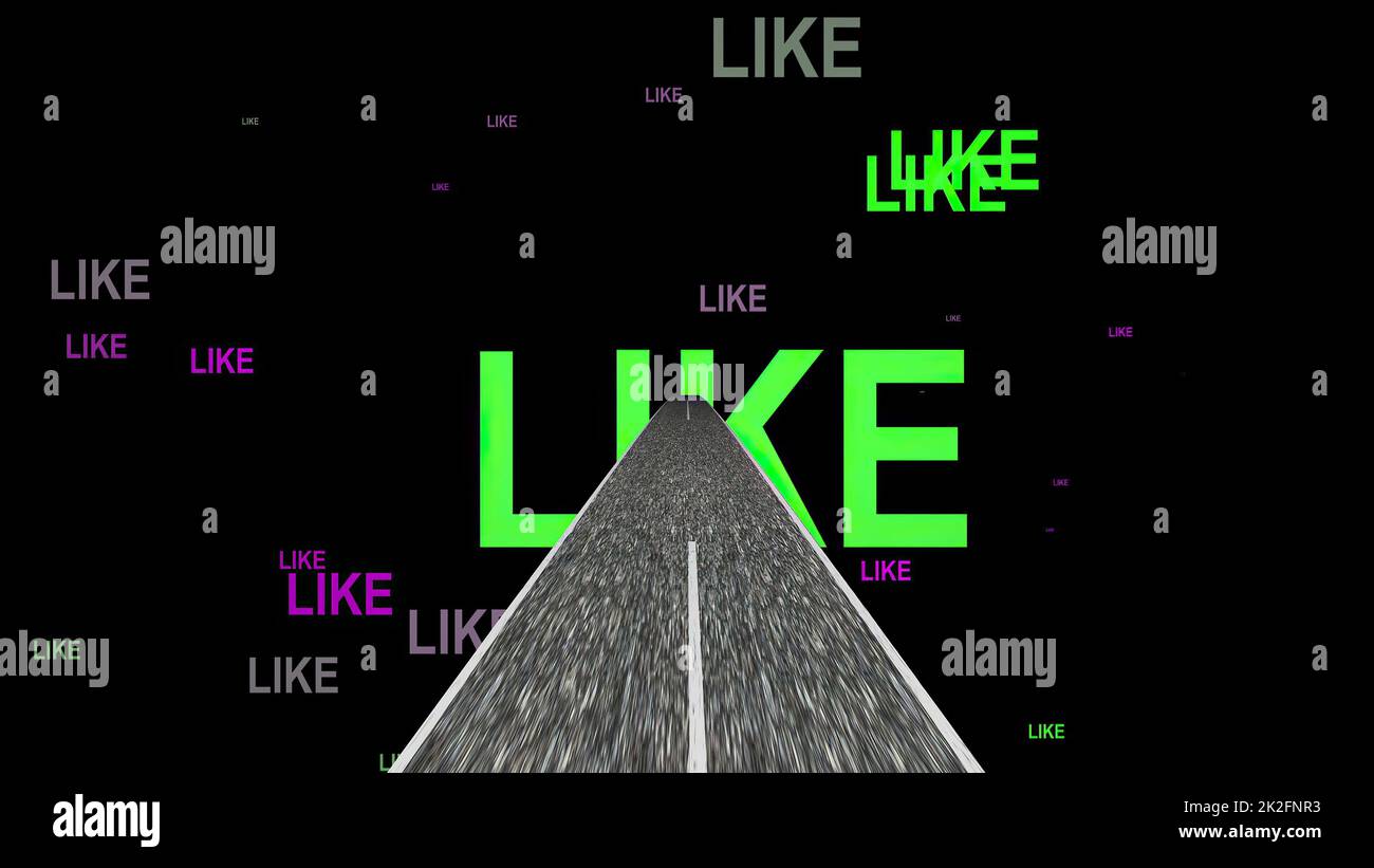 Durch die Welt der sozialen Medien fahren Stockfoto