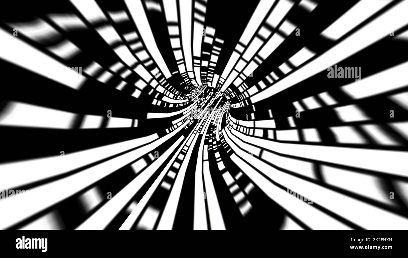 Fahren durch den digitalen Bitstream-Pixeltunnel Stockfoto