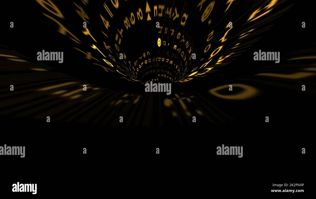 Fahren durch den binären Datentunnel Stockfoto
