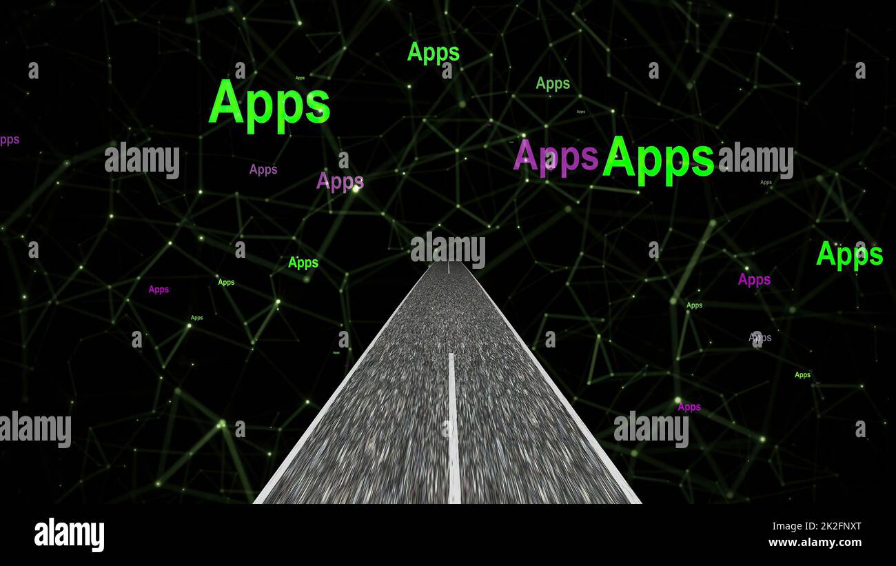 Fahrt in die Welt der Apps Stockfoto
