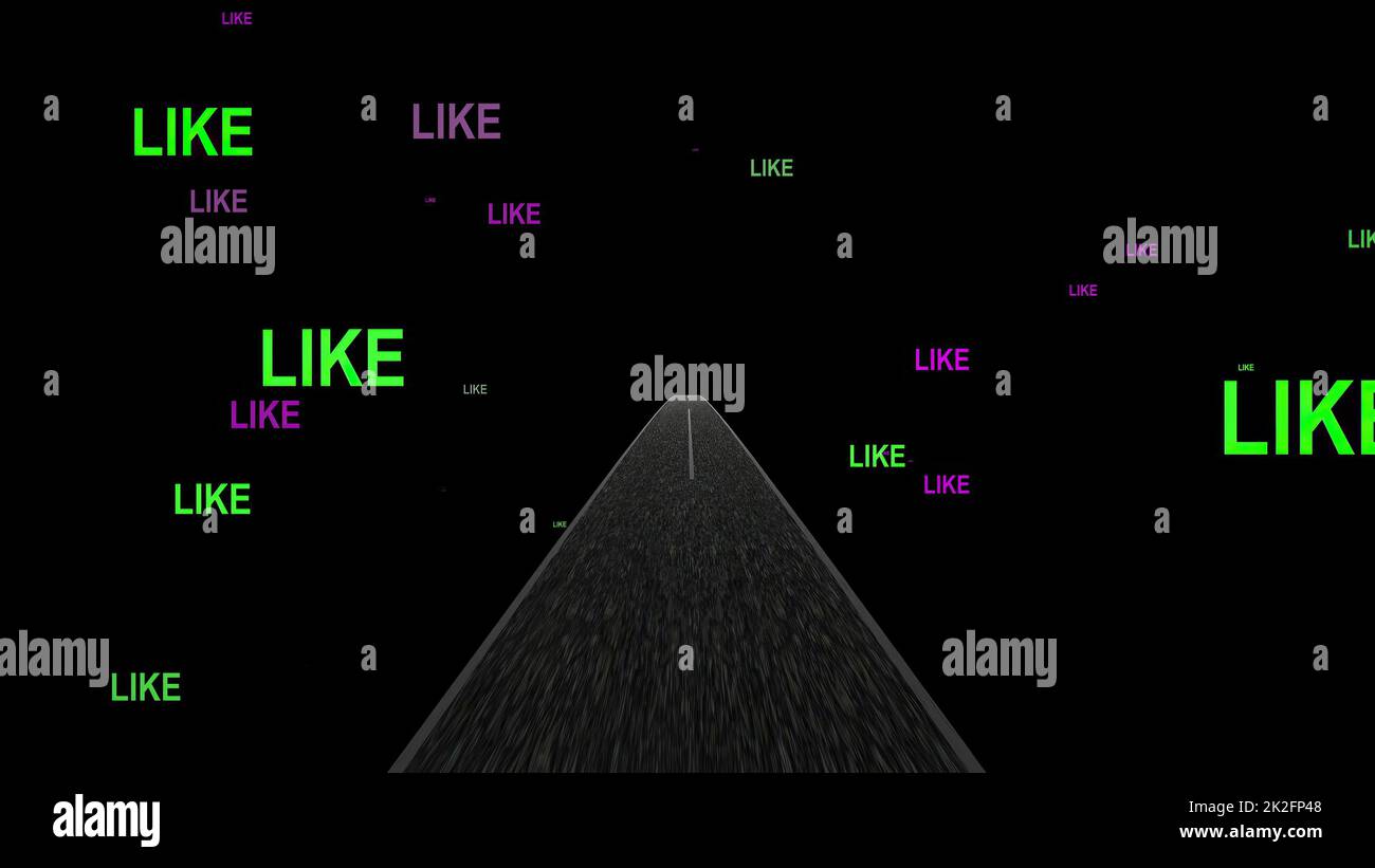 Durch die Welt der sozialen Medien fahren Stockfoto