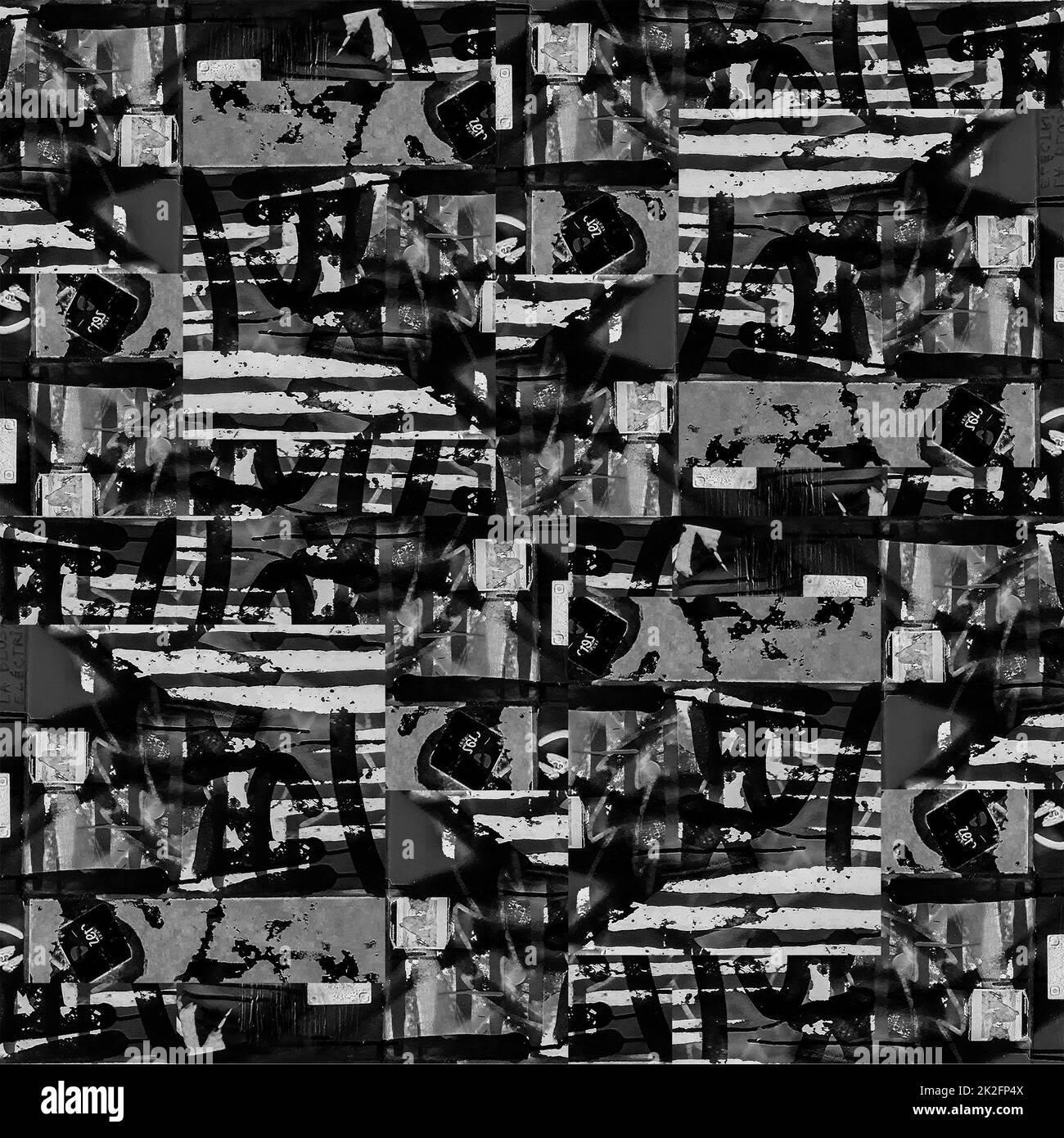 Abstrakte Textur der Schwarz-Weiß-Collage Stockfoto