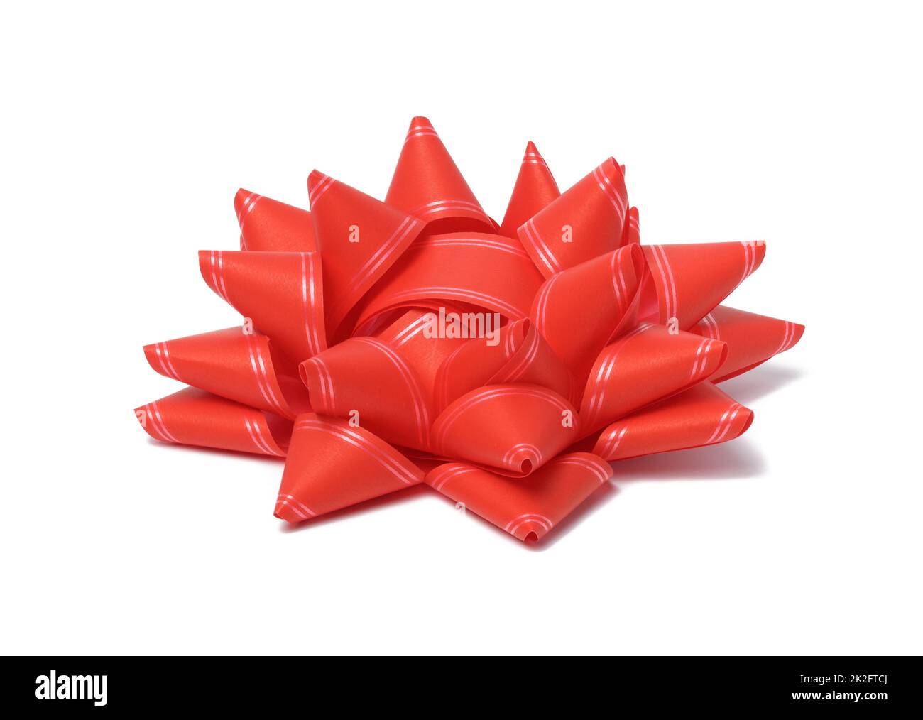 Gebunden rote Schleife, Urlaub Dekor auf weißem Hintergrund Stockfoto