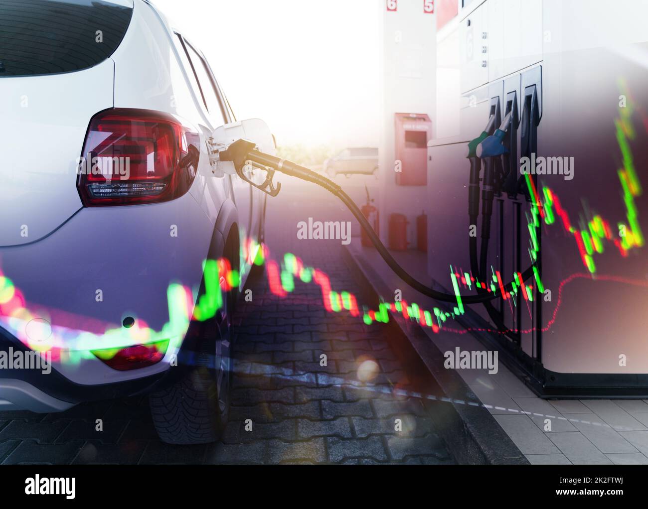 Grafik mit Erhöhung des Kraftstoffpreises Stockfoto