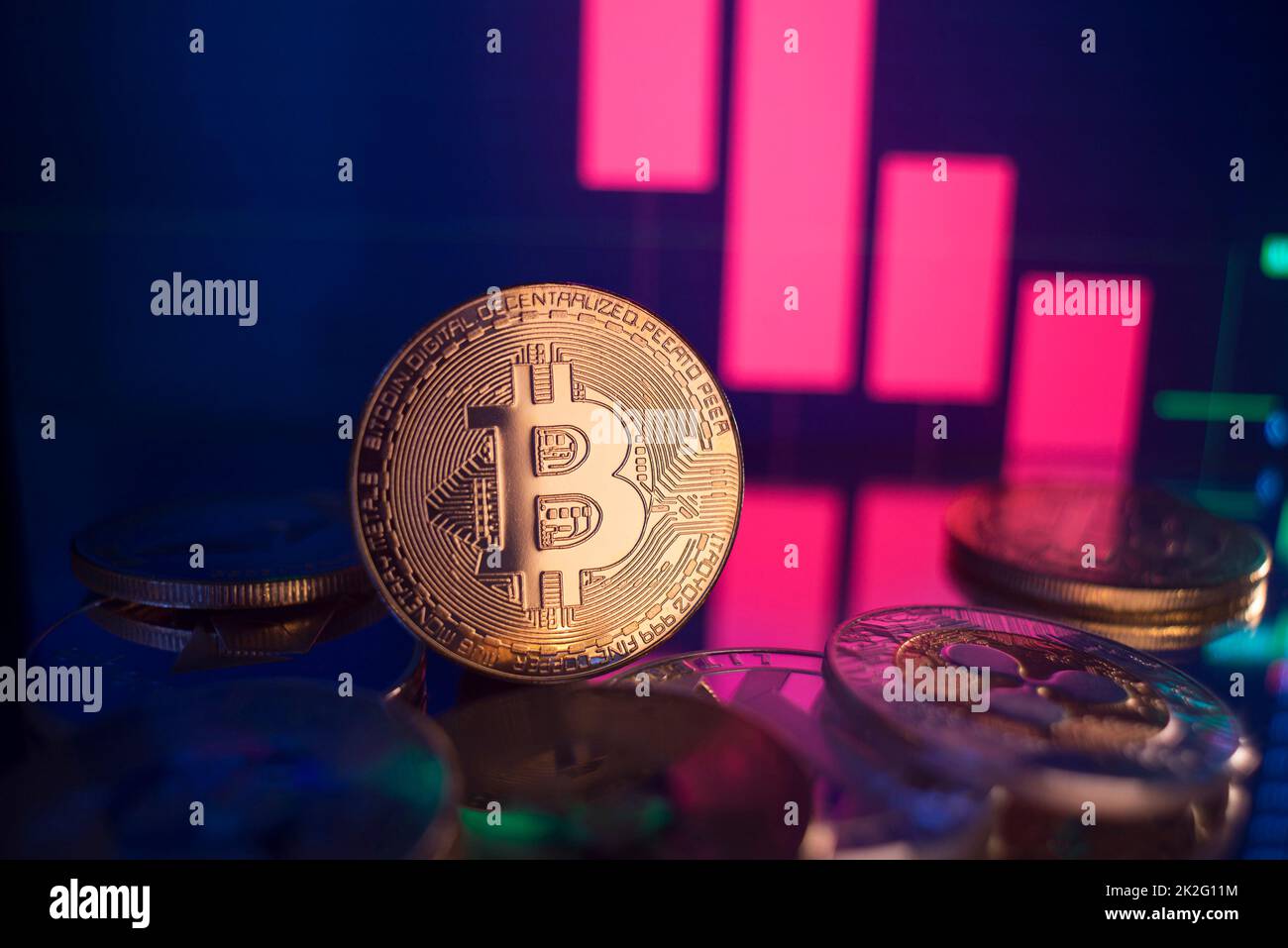 Bitcoin-Crash-Drop Stockfoto