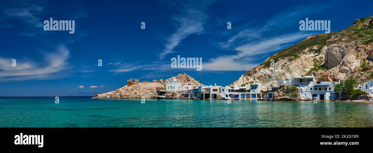Der Strand von Firapotamos in Milos, Griechenland Stockfoto